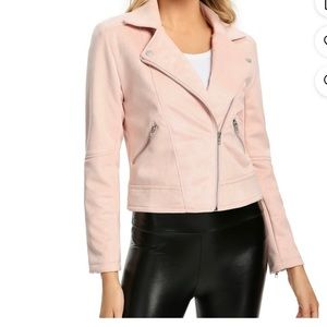 SPYM Women’s Faux Suede Jacket, Stretchy Moto Casual Soft Coat. Size X-Small